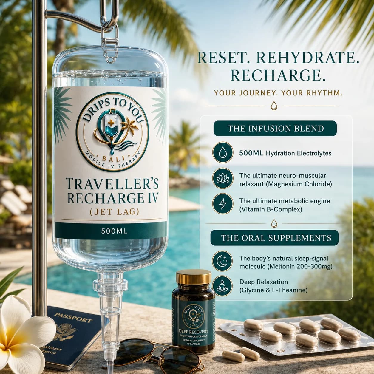 Traveller's Recharge IV (Jet Lag) IV Therapy Bali - Drips To You